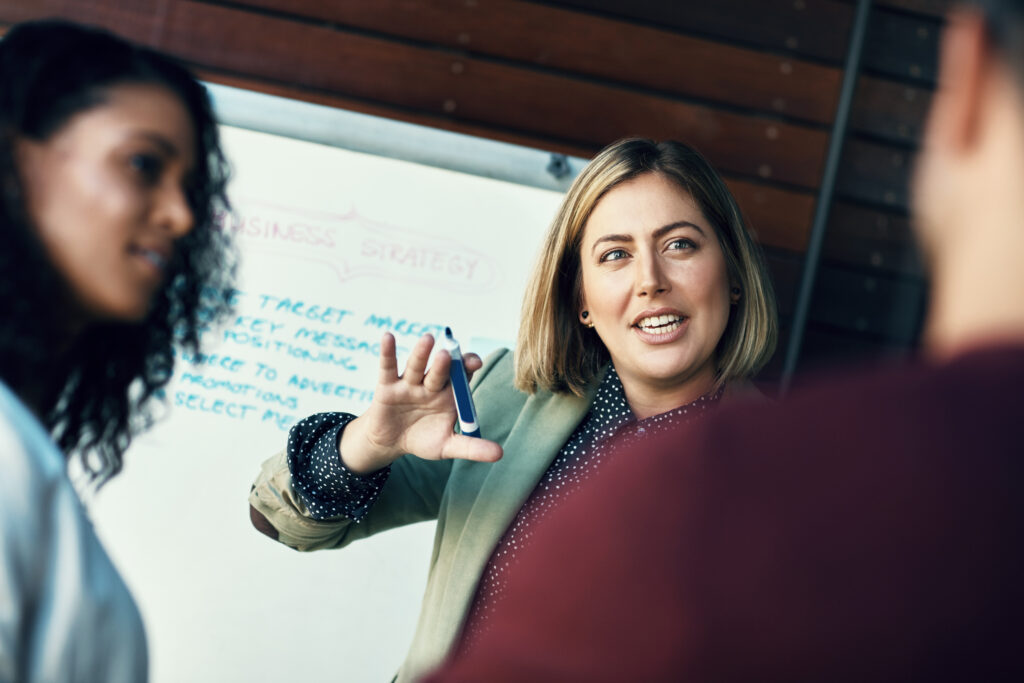 Shot of a group of colleagues having a brainstorming session in a modern office.